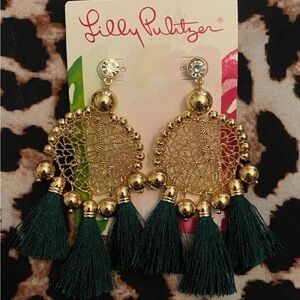 Lilly Pulitzer Sea Dreamer Tassel Statement earrings in Evergreen